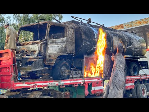 Hino Truck Full of Petrol Caught Fire 🔥// Let’s See How This Burnt Truck Cabin Chassis Repaired