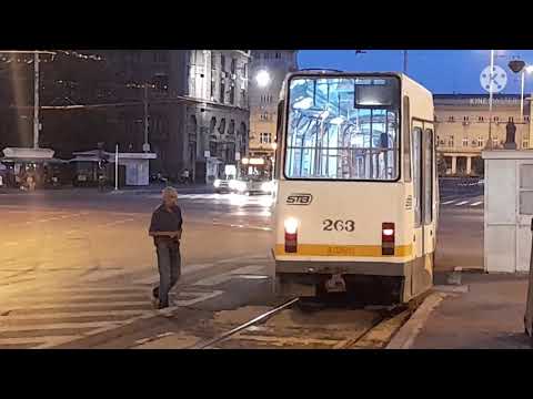 Tramvaiul V3A-93 #263 (Linia 46) părăsește Stația Gara De Nord