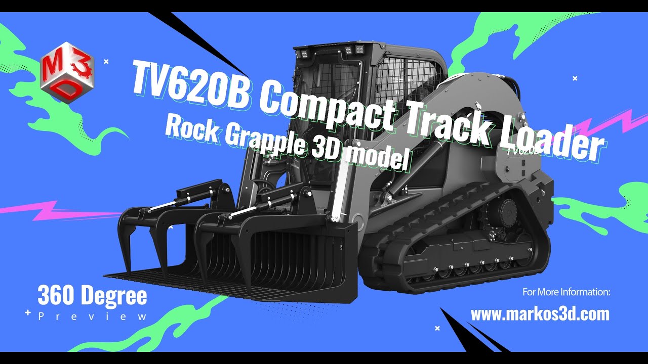 Kompakter Raupenlader TV620B &ndash; Steingreifer 3D Modell