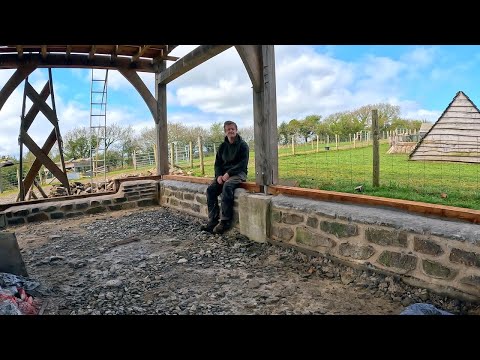 Timber Framed Barn Part 24  Stone walls Complete