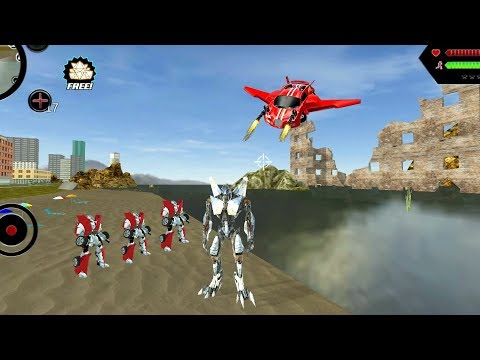 Robot Shark - (Jet Robots Big Hybrid Robot) Huge Jet Airplane Robot Attack Red - Android Gameplay HD