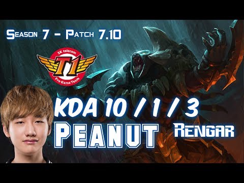 SKT T1 Peanut RENGAR vs GRAVES Jungle - Patch 7.10 KR Ranked