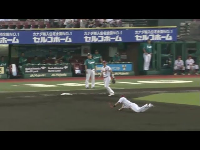 【2回表】イーグルス・三好 横っ跳びの好守で追加点を阻止!! 2016/8/5 E-L