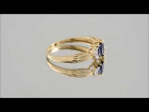 9ct Gold Marquise Sapphire And Diamond Ring - D6411