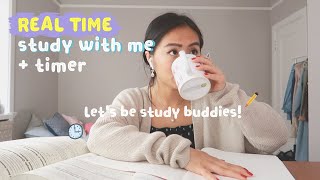 REAL TIME study with me (no music): 2 hour pomodoro session with break