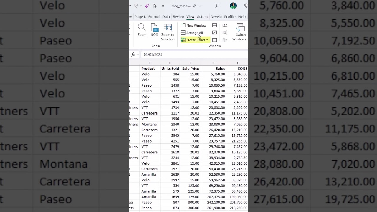Freeze Panes to Lock Rows and Columns in Excel