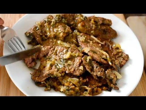 Receta fácil y rápida de bistec de res con cebolla y cilantro