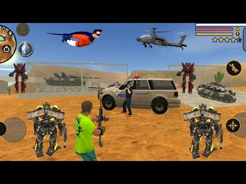 Vegas Crime Simulator (Vegas Hero + Transformers Fight Car Robot on Army Base) Crowd Fight - FHD