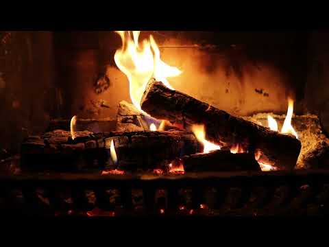 Golden flames Fireplace, red embers, hints of blue fire, and a slow relaxed wood burning fire