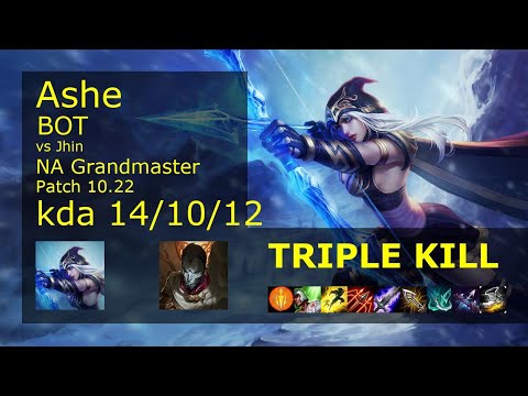 Ashe ADC vs Jhin - NA Grandmaster 14/10/12 Patch 10.22 Gameplay
