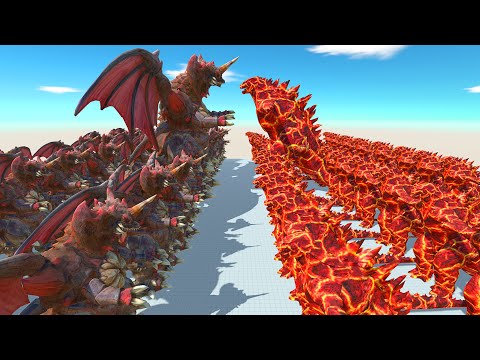 Volcanic War Lava Godzilla 2014 Vs Destoroyah 1 VS 1 Death run -Animal Revolt Battle Simulator