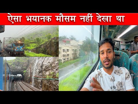 Most Dangerous Train Journey Experience in Extreme Monsoon || Flooded conditions