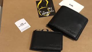 Coach men’s compact id sport calf leather wallet black