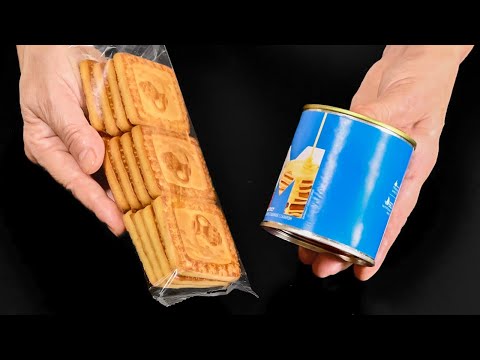 Mischen Sie Kekse einfach mit Kondensmilch! Einfaches und schnelles Rezept in 5 Minuten!