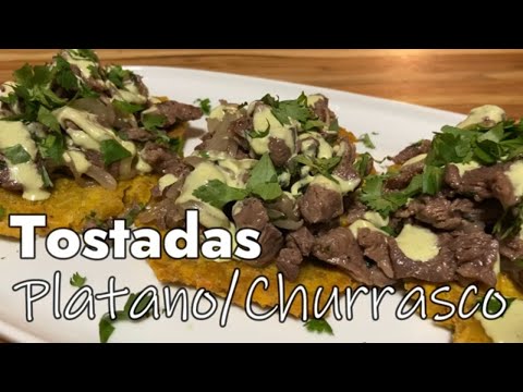 Tostadas de Platano y Churrasco (how to make Plantains Tostadas & Skirt steak)