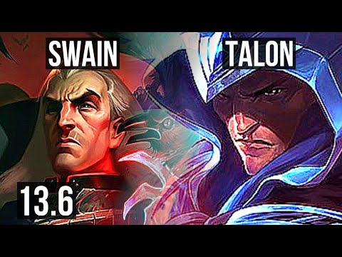 SWAIN vs TALON (MID) | 3/0/8, Rank 5 Swain, 400+ games | KR Challenger | 13.6