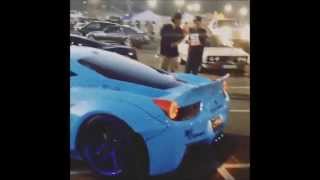 Liberty Walk Ferrari 458 Flamethrower with Armytrix Titanium Straight pipe exhaust