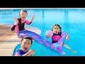 Charlotte And Maddie Pool Day Mermaid Adventure