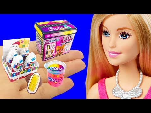 11 DIY Barbie Hacks Miniature LOL Surprise FURNITURE Box, Kinder Surprise Eggs, Liquid Slime