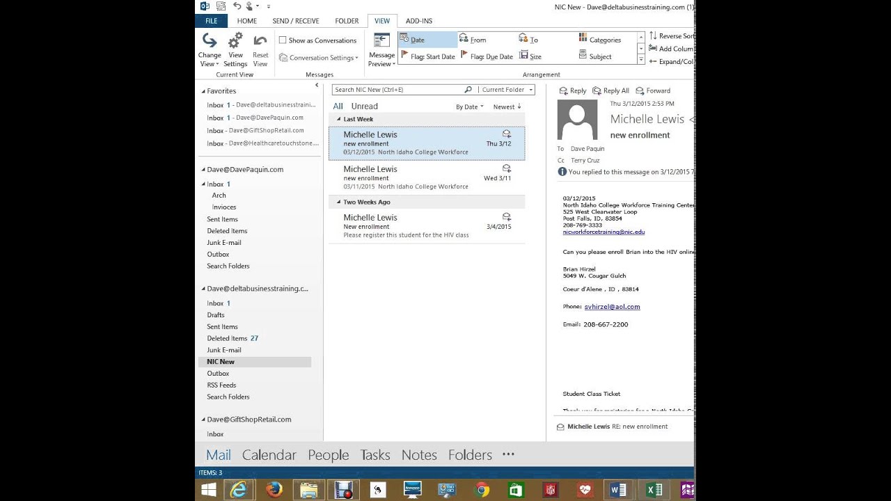 Outlook Reading Pane