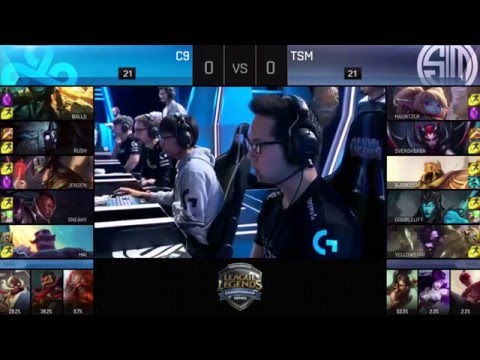 C9 VS TSM  Game 1 Highlights  2016 NA LCS Spring QFS(Jensen TF vs Bjergsen Azir)