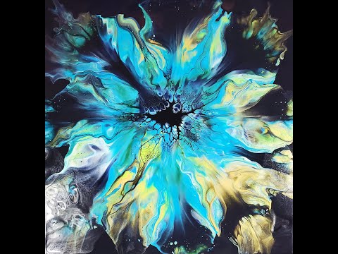 (488) Beautiful Bright Blue-Green Bloom Blowout on Canvas Using Easy 2-Ingredient Bloom Recipe!