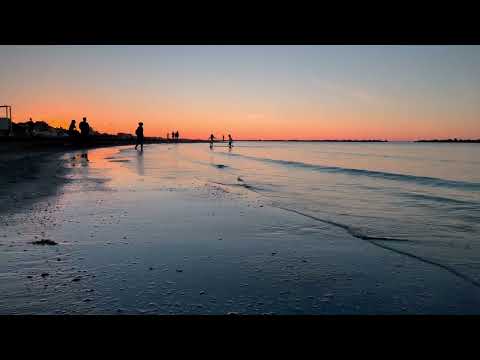 Sunset Walk Rimini Beach, Italy | 4K HDR Dolby Vision | ASMR  Ocean Sounds