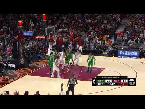LeBron James Spin Then Dunk Cavs vs Celtics 10-17-17