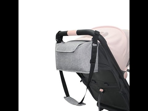 Сумка-органайзер для коляски/для мамы с креплением на ручку коляски и шлейкой Baby Goods черная (GS-62957) Video #1