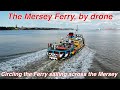 The Mersey Ferry sailing across the Mersey, by drone