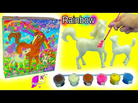 Lisa Frank Do It Yourself Custom Painting Horses Craft Kit Rainbow Chaser & Lollipop