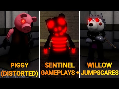Roblox | PIGGY (DISTORTED), SENTINEL & WILLOW Skins Gameplays + Jumpscares in Piggy