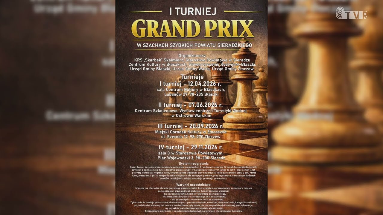 Grand Prix Powiatu Sieradzkiego w szachach | OGŁOSZENIE
