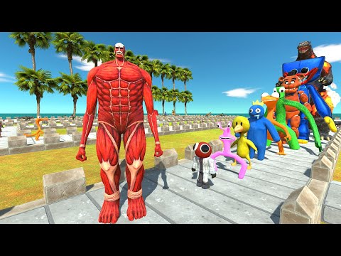 Colossal Titan vs Rainbow Friends COCONUT DEATH RUN - Animal Revolt Battle Simulator