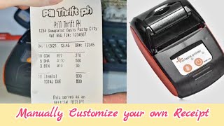 How to Manually Customize your Receipt using Portable Bluetooth Thermal Printer + App to use