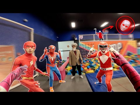 4 Spider-Man Bros Superhero Battle Flip & Escape From Serbian In Abandoned Trampoline ( Action POV )