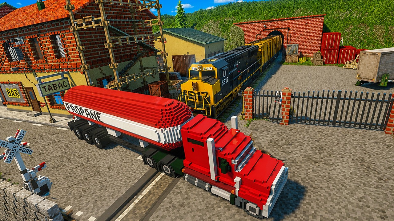 DLC Train vs Trucks #2 | Teardown Physics