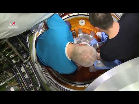 Opening the Russian Nauka modul hatch of the International Space Station