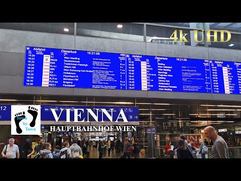 Hauptbahnhof, City Walking Tour Vienna, Wien,bAustria, 4k, 60fps