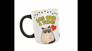 Los Odio a Todos, Gato Enojado Taza Plantilla Editable Sublimación Diseño Mug