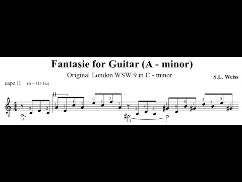 Silvius Leopold Weiss - Fantasia in C Minor, WSW 9. {w/ score.}