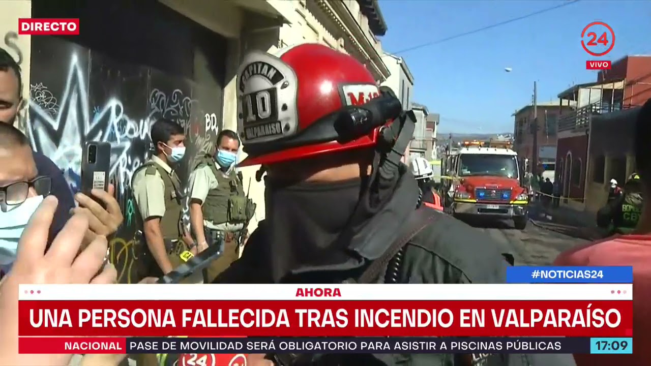 Confirman una persona fallecida tras incendio en Valparaíso