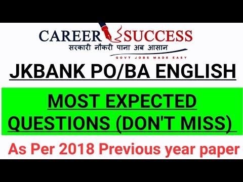 Class-02| JKBANK Po/ BA English | Previous Year Questions Solved| Score 30/30 @Career Success