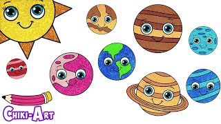 Draw Along Planets 🪐 Solar System Drawing For Kids 🌍 🌞| Chiki Art