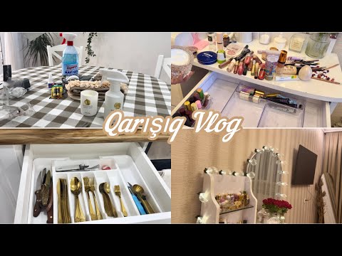 Makiyaj masamı düzənlədim✨Ev işləri | Təmizlik | Alışveriş🛍️