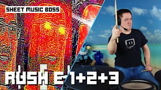 Cover art for RUSH E 1 + 2 + 3 ON DRUMS!!!
