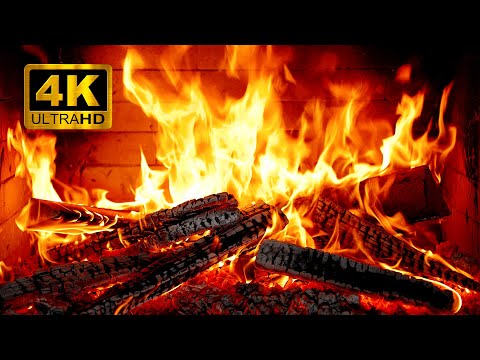 🔥 Realistic 4K Fireplace with Crackling Logs & Cozy Christmas Ambience 🎄