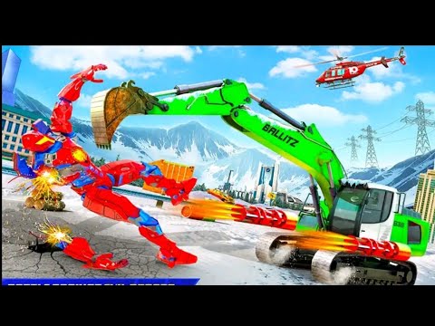 Snow Excavator Robot Car Game - Android Gameplay | Action Gameplay |