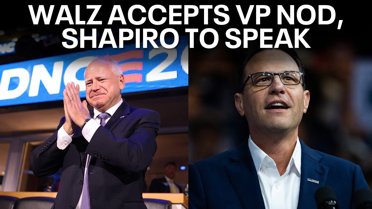 TONIGHT 📺 Tim Walz to accept VP nomination, Gov. Josh Shapiro to speak on DNC Day 3