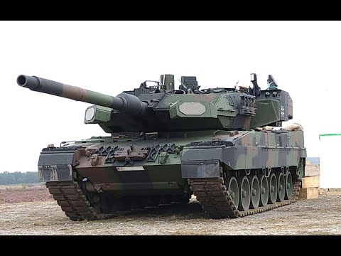 German army in Lithuania.Excercise with NATO. Powerful Leopard 2 tanks ..